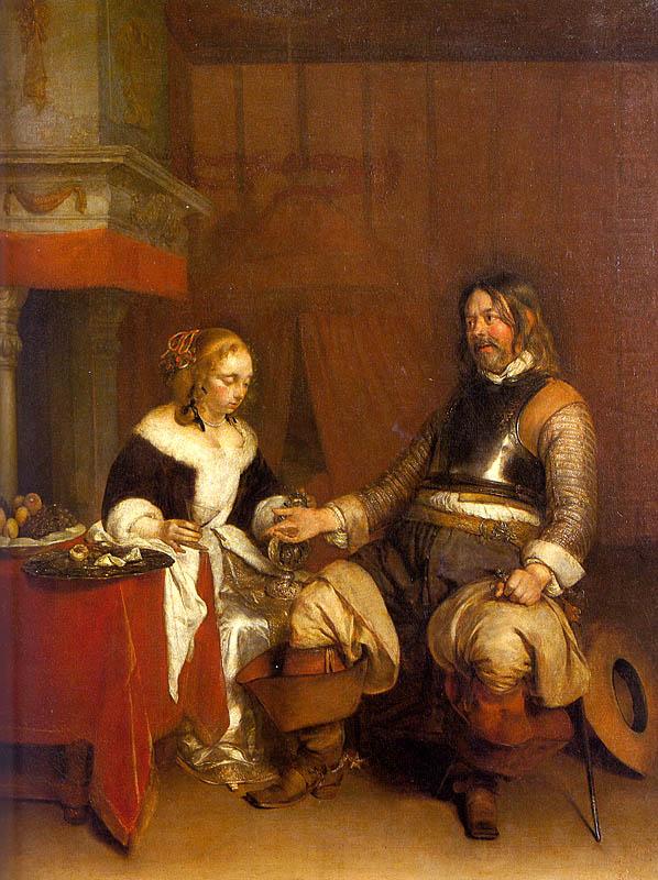 Gerard Ter Borch Soldier Offering a Young Woman Coins china oil painting image